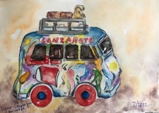 Aquarell-Lanzarote-Bus