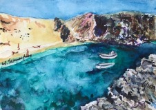 Postkarte Boote vor Lanzarote